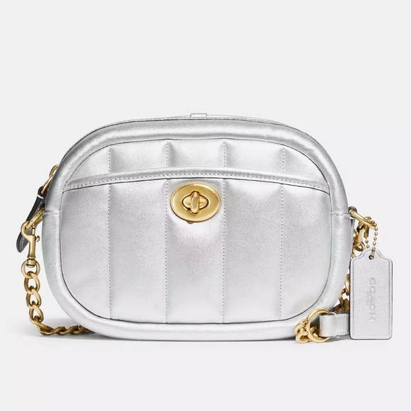 Coach Handbags - Coach Silver Crossbody Bag - Quilted FLAW Brand NEW